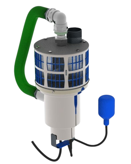 Backwash suction hose intake filter with built in backwash pump